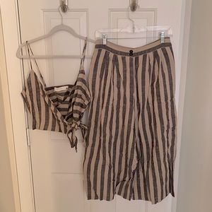 Cropped tie front tank & pant set